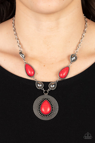 Saguaro Soul Trek - Red Paparazzi Necklace