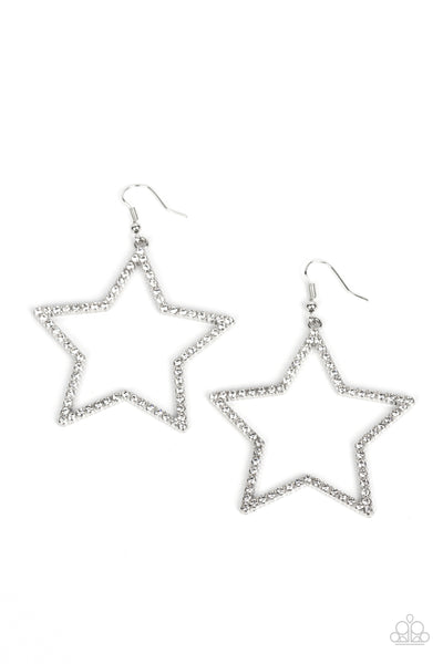 Supernova Sparkle - White Paparazzi Earrings