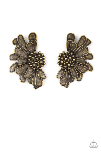 Farmstead Meadow - Brass Paparazzi Earrings