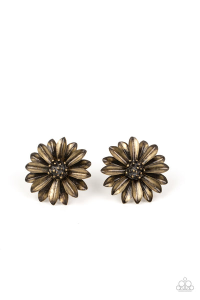 Daisy Dilemma - Brass Earring Paparazzi