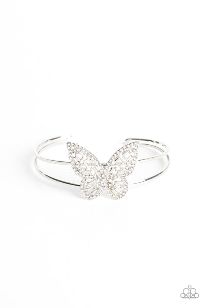 Butterfly Bella - White Paparazzi Bracelet