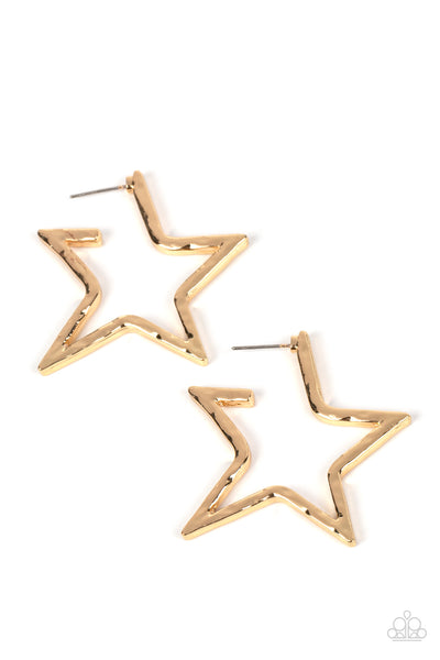 All-Star Attitude - Gold Paparazzi Hoop Earrings