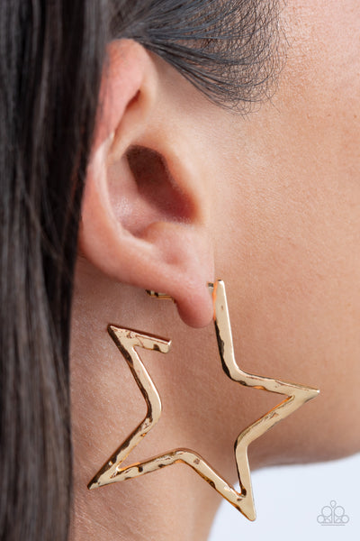 All-Star Attitude - Gold Paparazzi Hoop Earrings