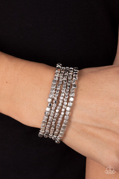 Right on CUBE - Silver Paparazzi Bracelet