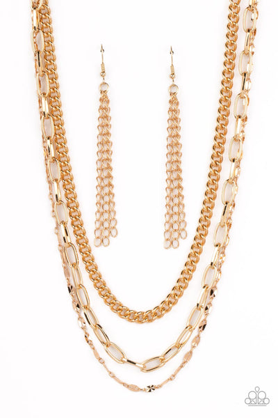 Galvanized Grit Paparazzi Gold Necklace