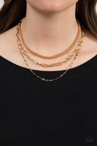 Galvanized Grit Paparazzi Gold Necklace