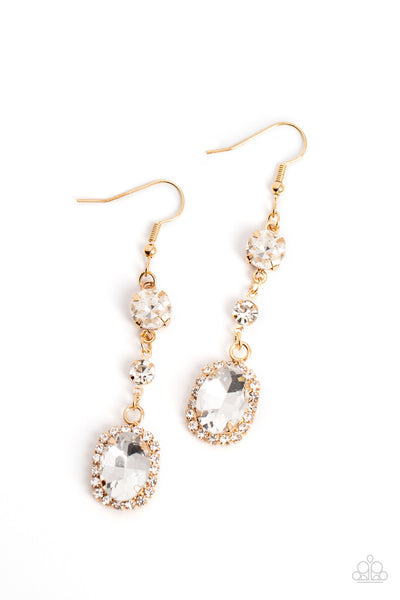 Glass Slipper Sparkle - Gold Paparazzi Earrings