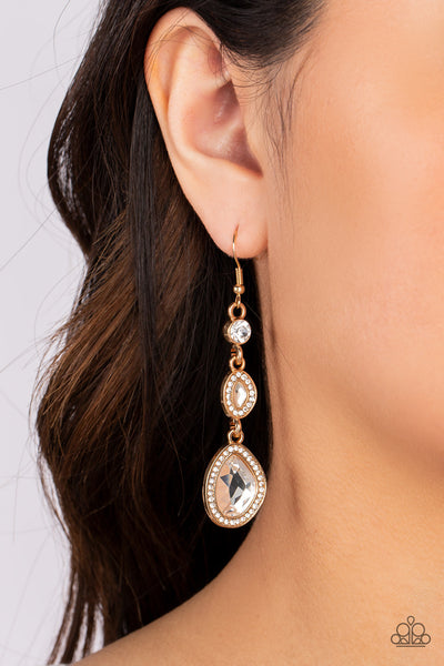 Dripping Self-Confidence - Gold Paparazzi Earrings