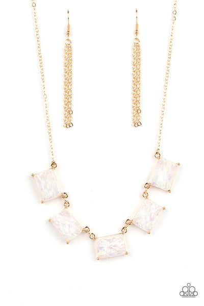 Opalescent Oblivion - Gold Paparazzi Necklace