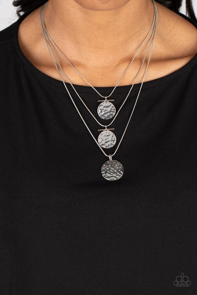 Dizzying Discs Silver Paparazzi Necklace