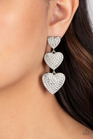 Couples Retreat -White Heart  Paparazzi Earrings (Valentine)