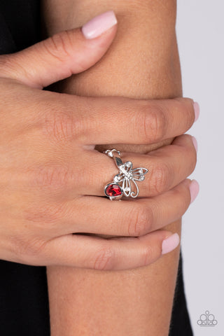 Flawless Flutter - Red Paparazzi Ring