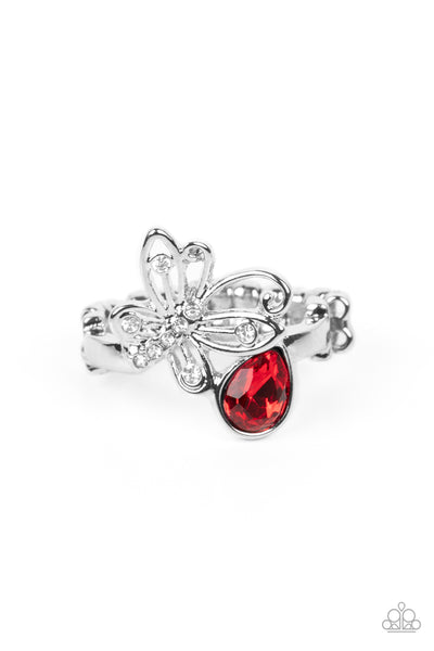 Flawless Flutter - Red Paparazzi Ring