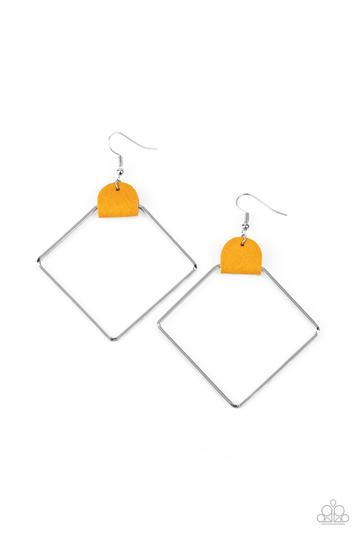 Friends of a LEATHER - Yellow Paparazzi Earrings