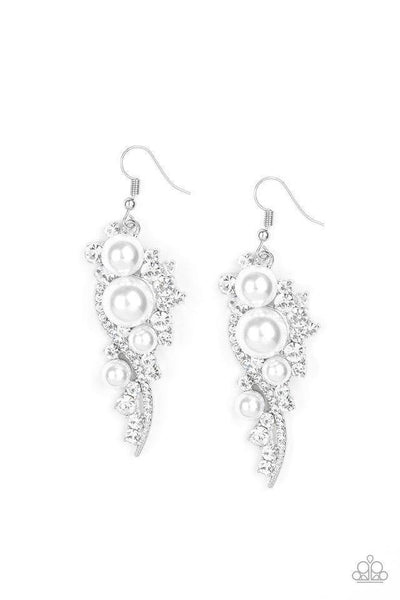 High-End Elegance Paparazzi White Earring - sofancyjewels