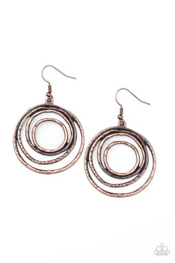 Spiraling Out of Control - Copper Paparazzi Earrings