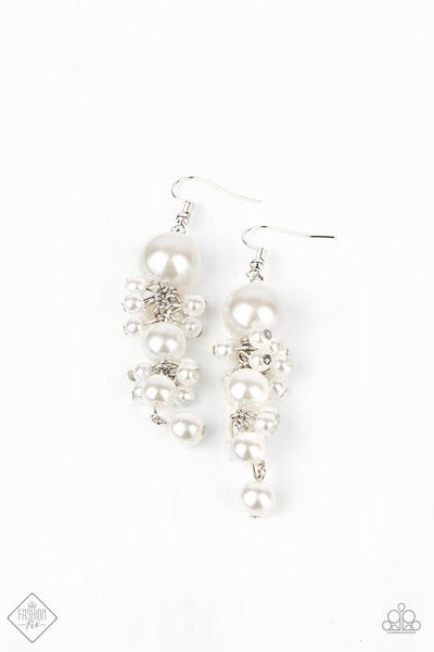 Ageless Applique - White Paparazzi Earrings