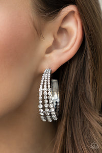 Cosmopolitan Cool - White Paparazzi Hoop Earrings