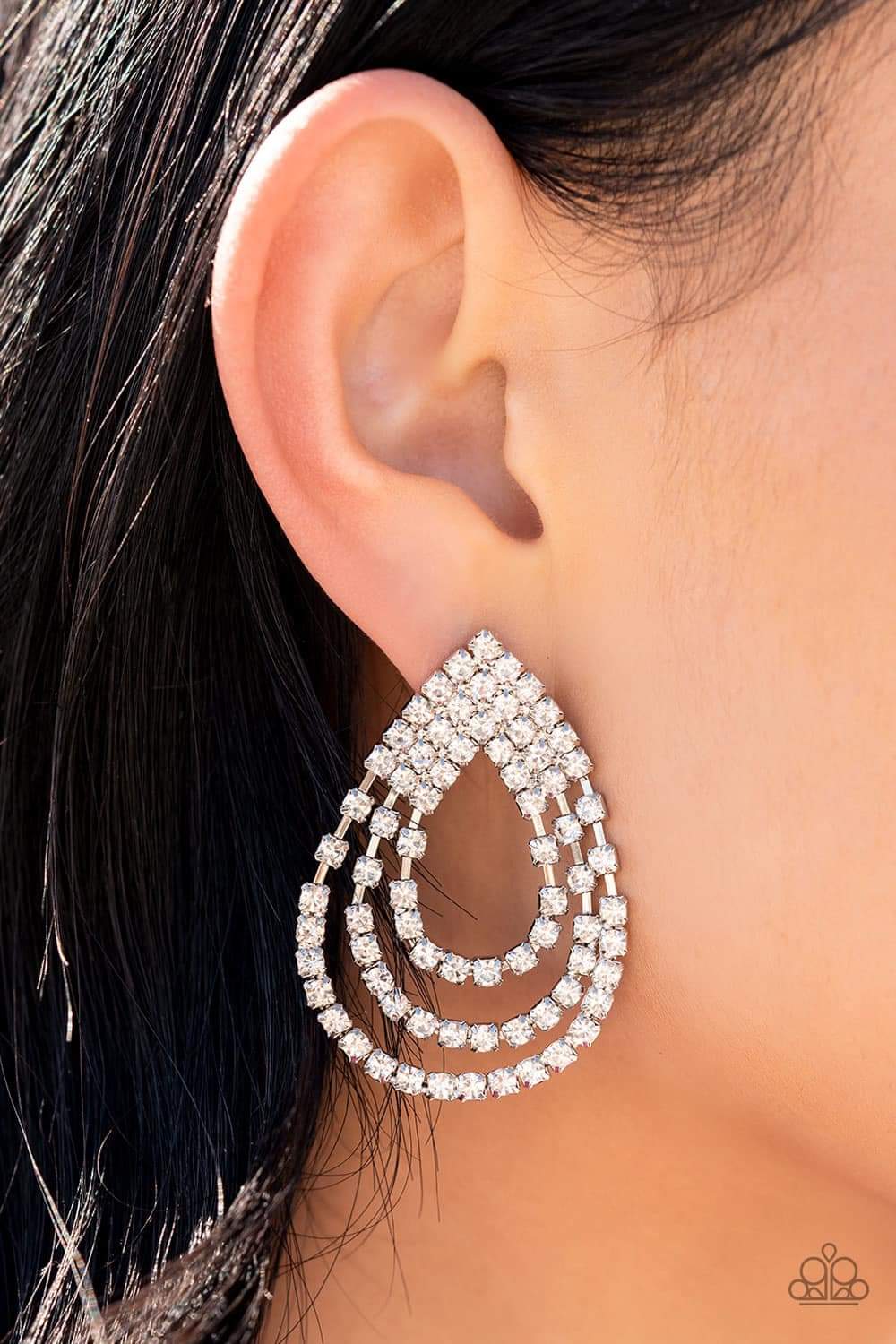 Take a POWER Stance - White Paparazzi Earrings