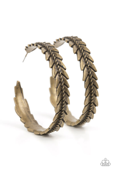 Flew The Nest - Brass Paparazzi Hoop Earrings