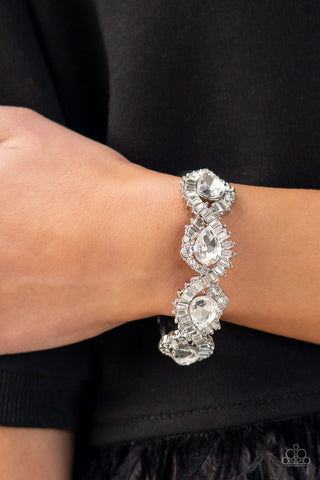 For the Win - White Paparazzi Hinge Bracelet