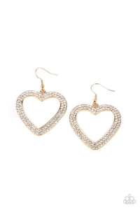 GLISTEN To Your Heart - Gold Paparazzi Earrings - sofancyjewels