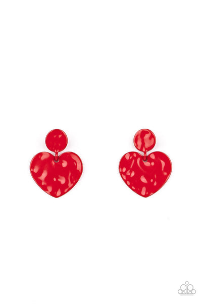 Just a Little Crush - Red Paparazzi Earrings