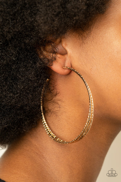 Watch and Learn - Gold Paparazzi Hoop Earrings