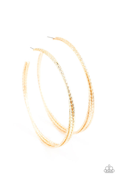 Watch and Learn - Gold Paparazzi Hoop Earrings