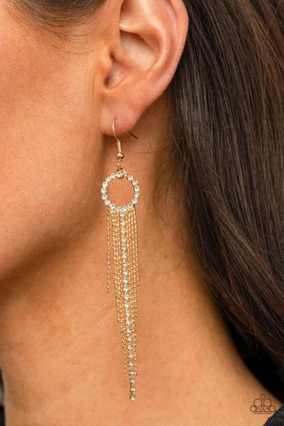 Pass the Glitter - Gold Paparazzi Earrings