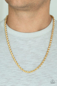 Double Dribble - Gold Paparazzi Male Necklace - sofancyjewels