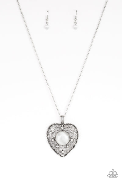 One Heart - White Paparazzi Necklace
