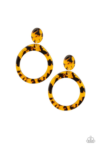 Fish Out Of Water - Yellow Paparazzi Earrings