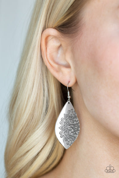 Flowering Mandalas - Silver Paparazzi Earrings