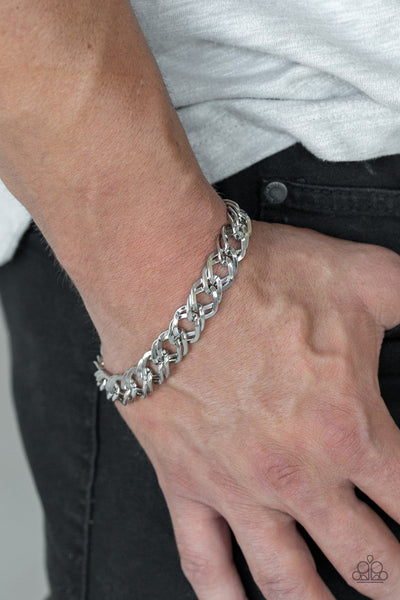 On The Ropes - Silver Paparazzi Male Bracelet