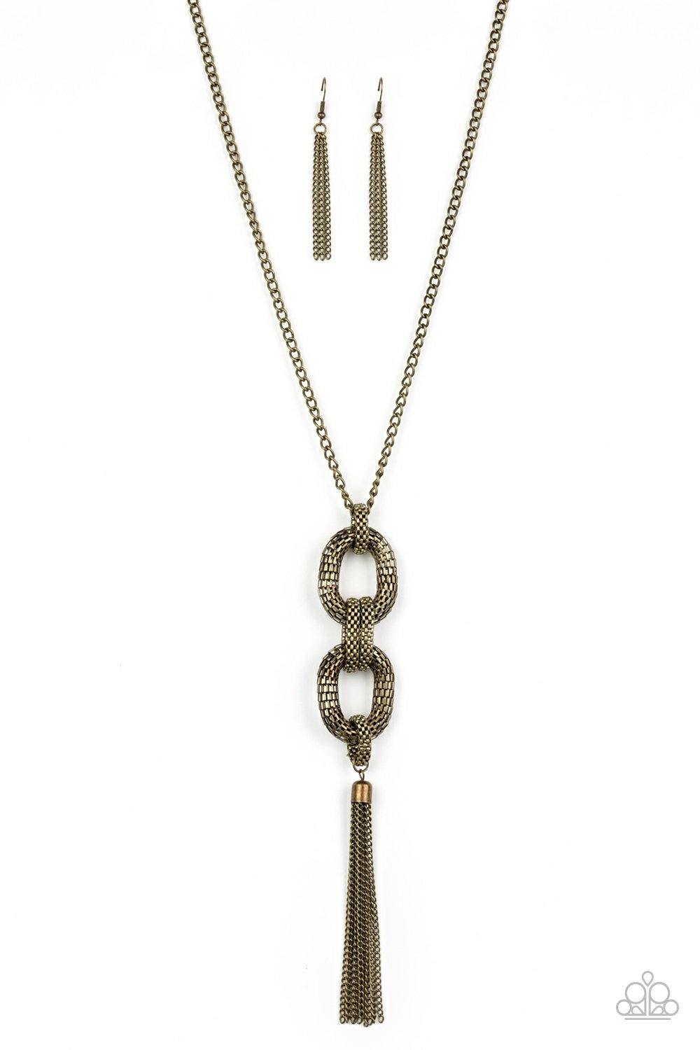Enmeshed in Mesh - Brass Paparazzi Necklace - sofancyjewels