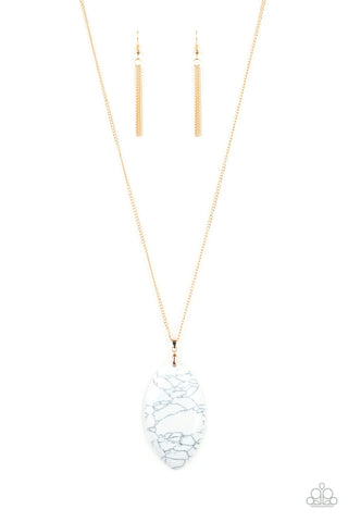 Santa Fe Simplicity - White and Gold Necklace