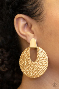 Bold Intentions - Gold Paparazzi Earrings - sofancyjewels