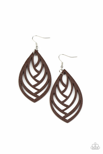 Out of the Woodwork - Brown Paparazzi Earrings