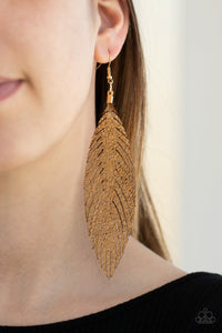 Feather Fantasy - Gold Paparazzi Earrings