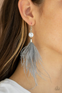 Feathered Flamboyance - Silver Paparazzi Earrings