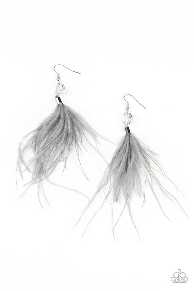 Feathered Flamboyance - Silver Paparazzi Earrings