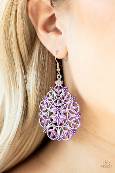 Floral Affair - Purple Paparazzi Earrings