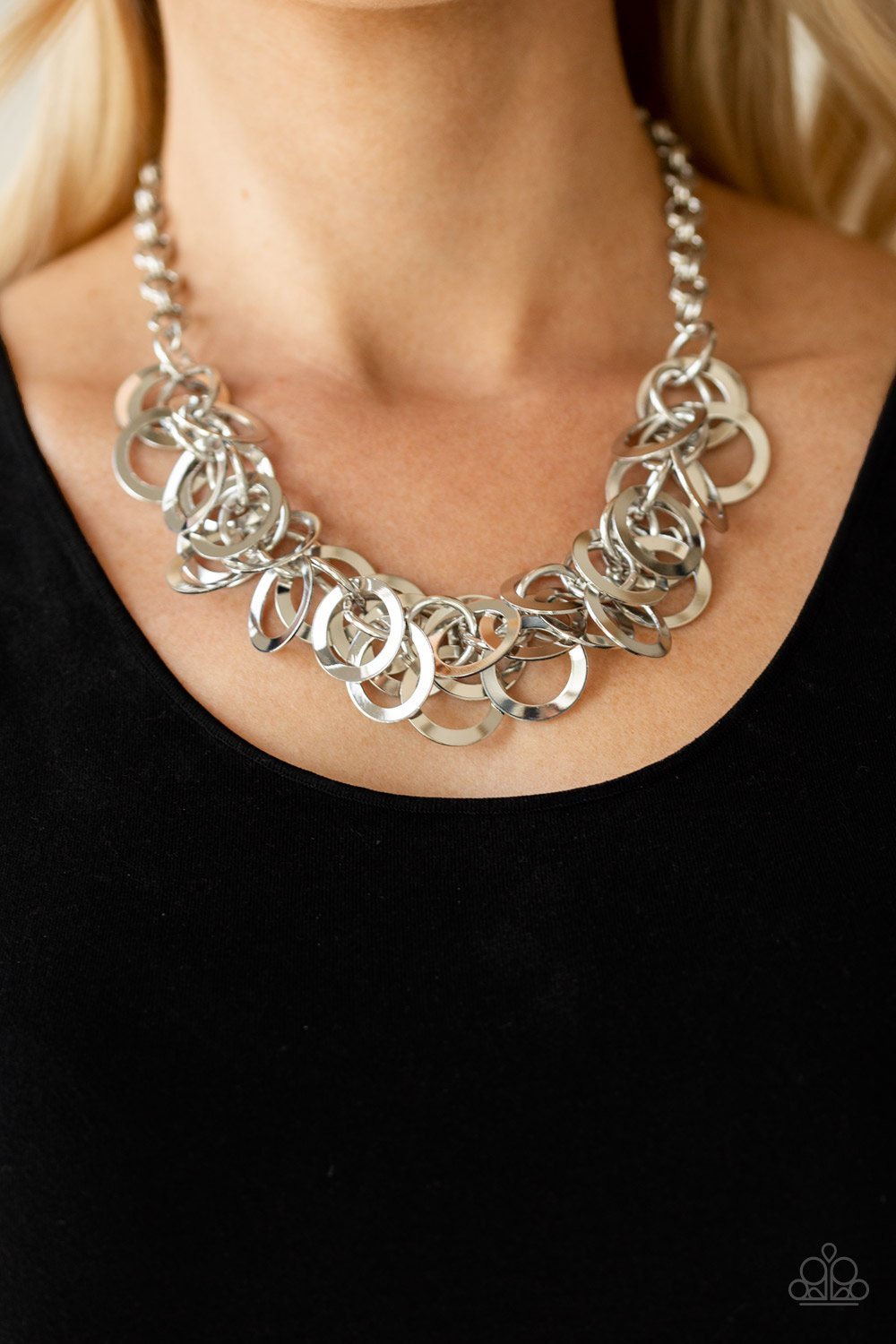 Ringing in the Bling Silver  Paparazzi necklace
