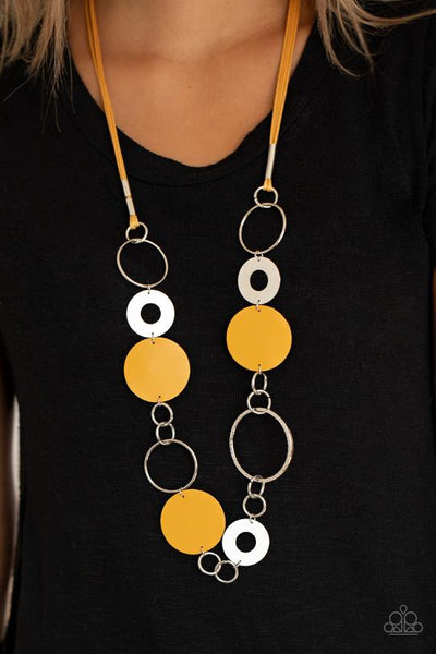 Sooner or LEATHER - Yellow Paparazzi Necklace