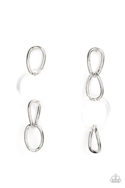 Talk In Circles - White Paparazzi Earrings