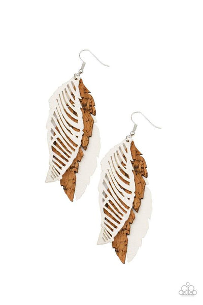 WINGING Off The Hook - White Paparazzi Earrings