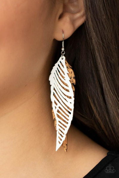 WINGING Off The Hook - White Paparazzi Earrings