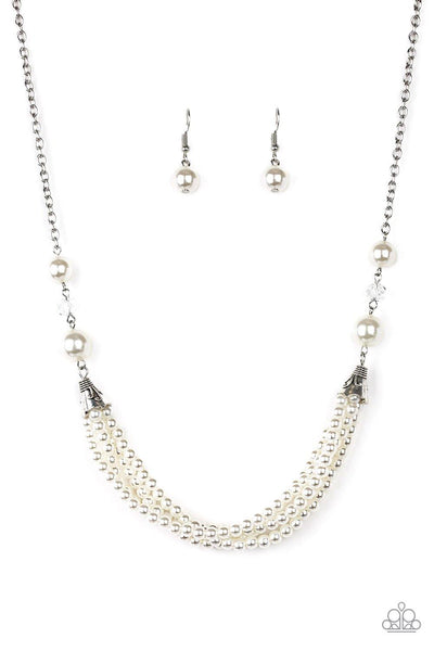 One-WOMAN Show - White Paparazzi Necklace - sofancyjewels