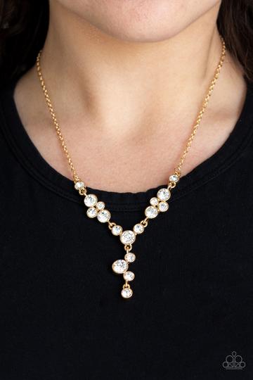 Paparazzi Five-Star Starlet Gold White Rhinestones Necklace